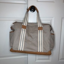 Pottery Barn Kids Classic Diaper Bag Gray White Stripes