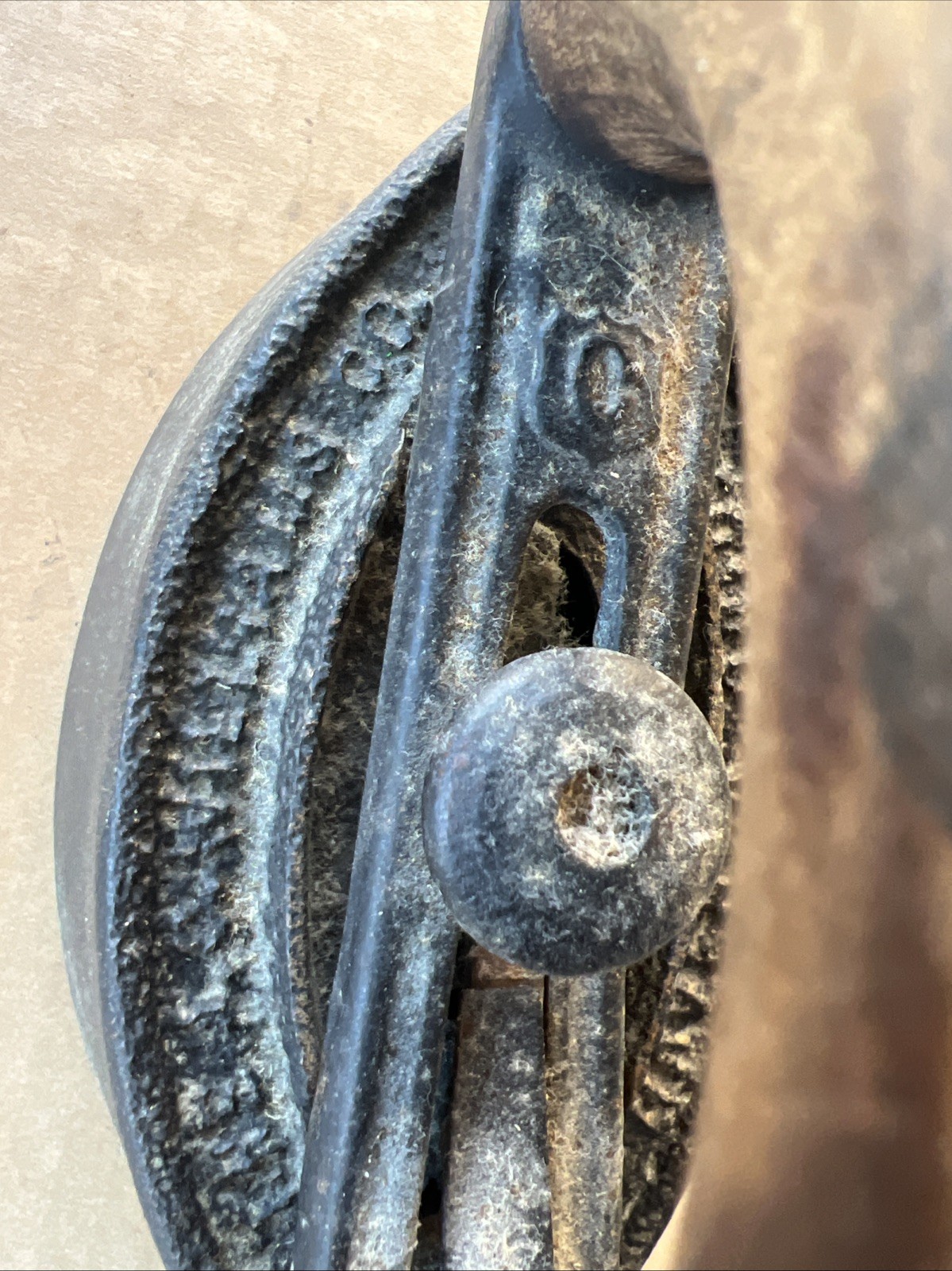 Vintage Sad Iron A.C. Williams with Wooden Handle Made in Ravenna, Ohio, USA