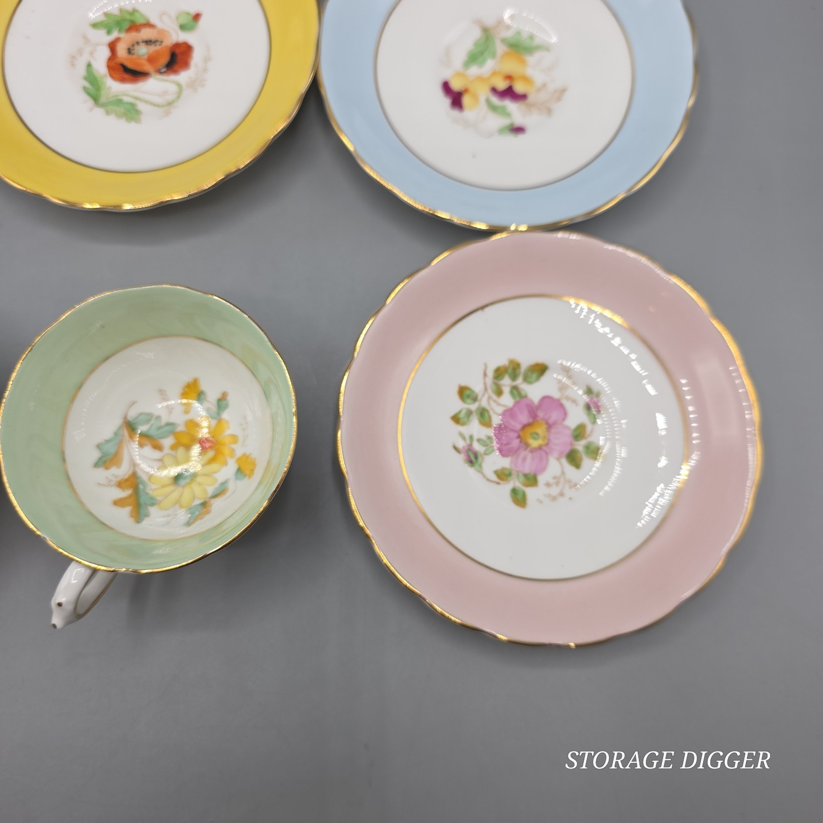 Vintage Tuscan Fine English Bone China Teacup & Saucer Multi Floral - 10 Pc