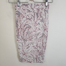 Zara trafaluc Ivory/Burgundy Floral Knit Stretch Midi Pencil Skirt Size Small