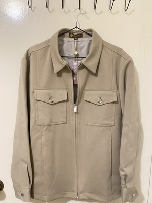 Loro Piana Mens Overshirt jacket Size M Beige Wool Zip Shirt NEW