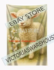 Lamb Blossom Tapestry Pastel Nursery Wall Hanging art 59X82 in