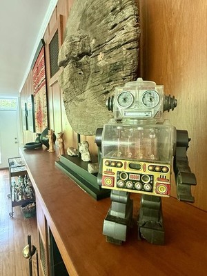Vintage 1950 s Tin Japanese Atomic Robot Man Lost In Space Mid Century MCM Toy