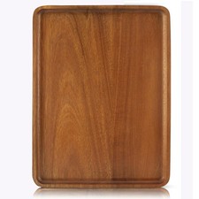 16" x12" Large Solid Acacia Wood Serving Tray 16x12 in, color
