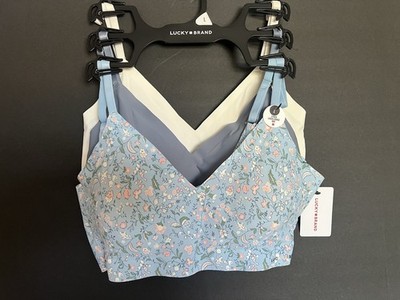 3-Pack LUCKY BRAND Laser Cut Lounge Bras with Removable Pads Size LARGE NWT
