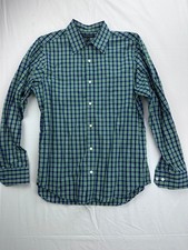 Banana Republic Shirt Mens M Blue Green Plaid Button-Up Long Sleeve Casual