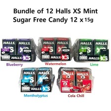 Paquete de 12 Halls XS Caramelos Frescos Sin Azúcar Como Nuevos 12 x 15g