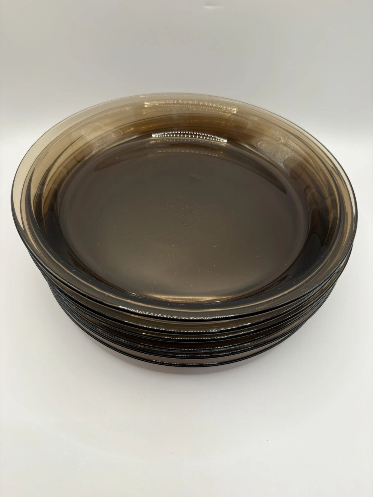 Pyrex Set Of 6 Amber Brown Glass Pie Plates #209 Casserole Dish 9.75” Vintage
