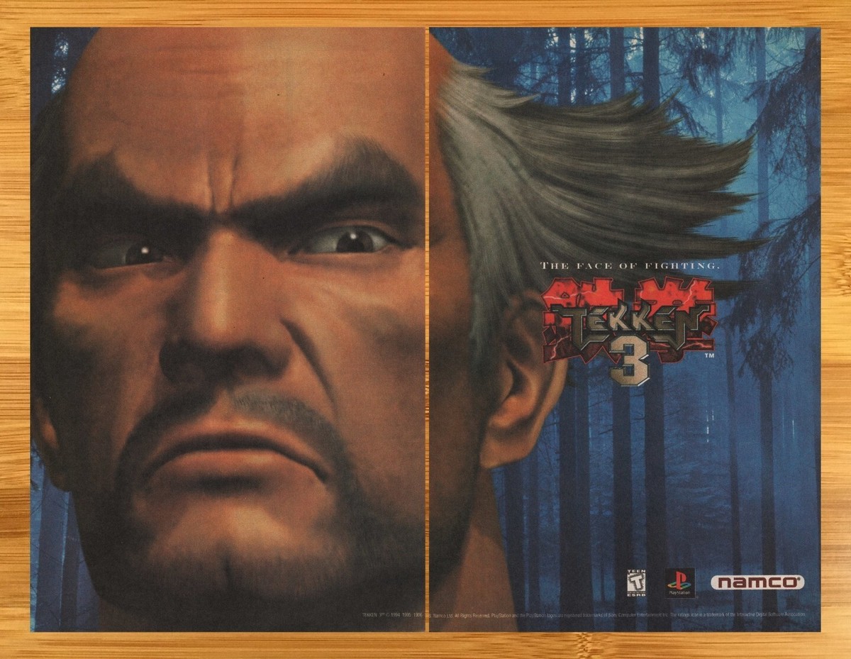 1998 Tekken 3 PS1 Vintage Print Ad/Poster Heihachi Fighting Video