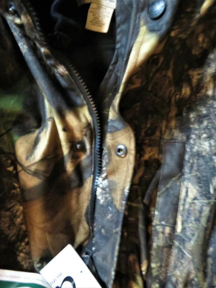 Herter's Large Mossy Oak CAMO Hooded Jacket with Black Fleece Zip In Liner NEW - Image 4 of 4