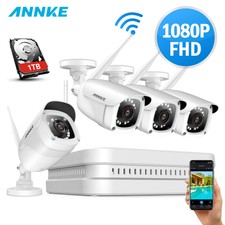 ANNKE Full 1080P Wireless Security Camera System 8CH NVR 2MP Video IR Night 1TB
