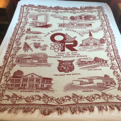 Vntg Oak Ridge Tennessee Tapestry Throw Historic Landmark Hometown Woven Blanket  eBay