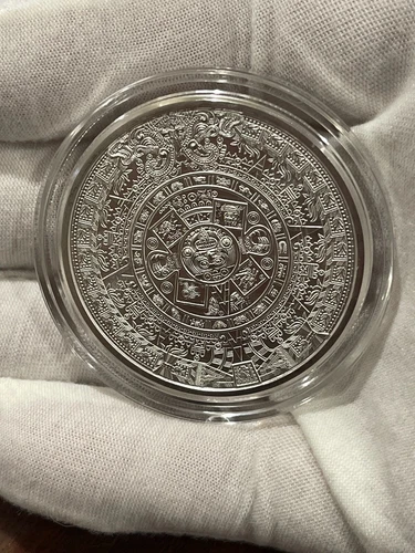 2 oz .999 Fine Silver Aztec Calendar *IN A CAPSULE * FREE SHIPPING IN THE USA *
