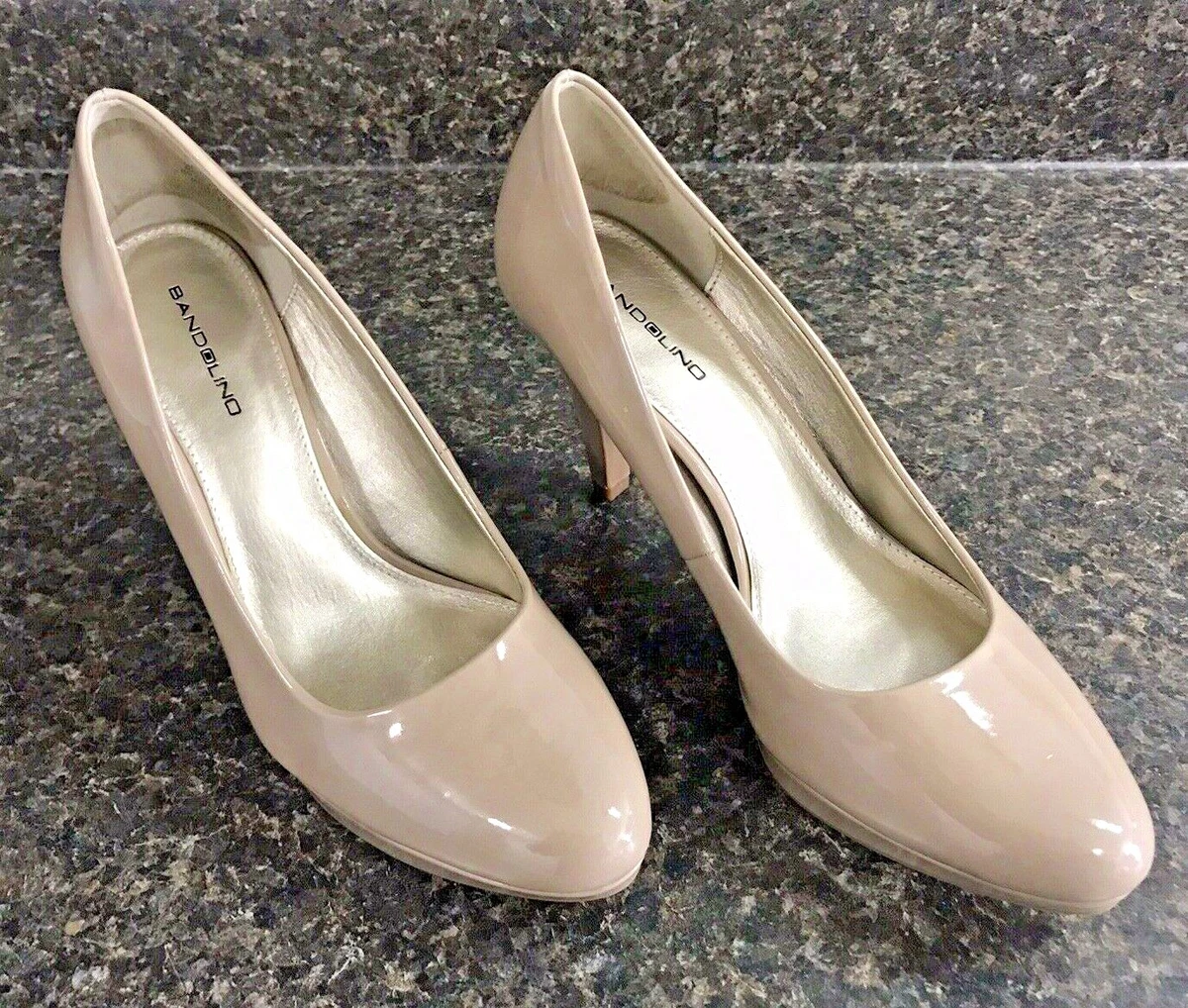 Bandolino Courteous Light Natural Faux Patent Pumps 8 M EUC