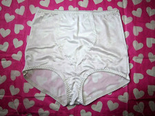 New VINTAGE HANES HER WAY SECOND SKIN SATIN SILKY White HI LEG BRIEF PANTY 8 XL
