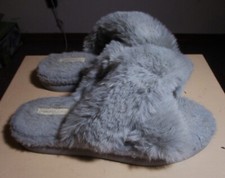 HALLUCI Gray Faux Fur Slip On Slippers Size 38/39 NWOT