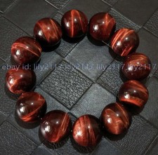 Huge 20mm Natural Red Tiger's Eye Gemstone Round Beads Elastic Bracelets 7.5''