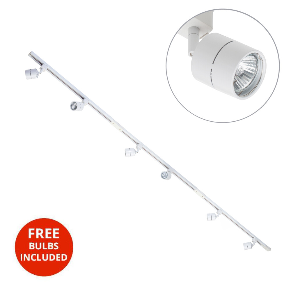 Litecraft 3M Kitchen Track Light With 6 Soho Spot Fixtures & LED Bulb - White