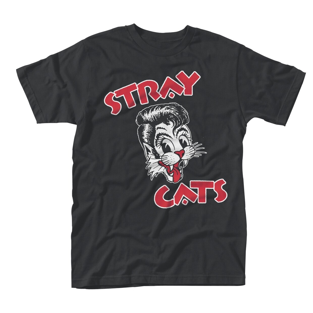 STRAY CATS - CAT LOGO BLACK T-Shirt Small