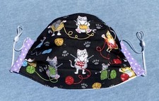 Fabric Face Mask, Knitting Cats