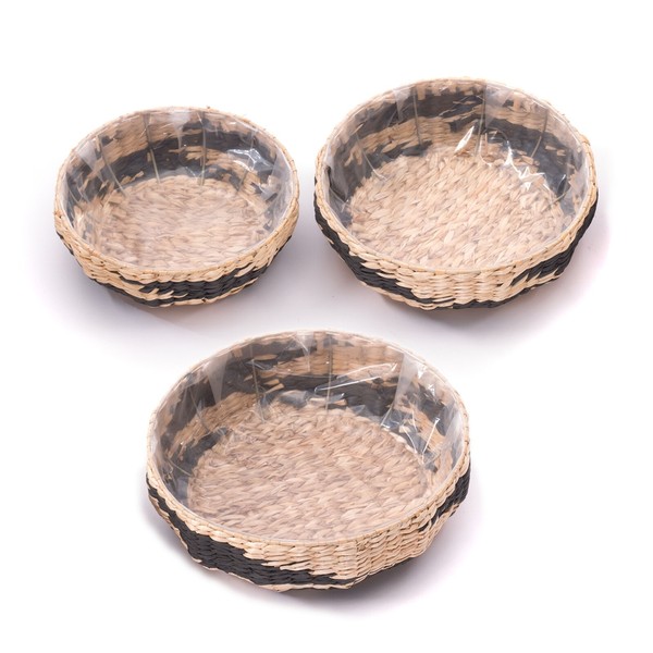 "Obst Korb \"Taja\" | 3-Tlg. | Strohkorb, Dekokorb, Natur Korb Set, Aufbewahrung"-image