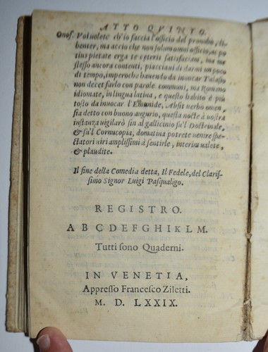 IL FEDELE – ediz. 1579 – Commedia – Pasqualigo - Foto 9 di 9