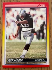 Jeff Jaeger Los Angeles Raiders Score 1990 Trading Card #287 Vtg Vintage 90s