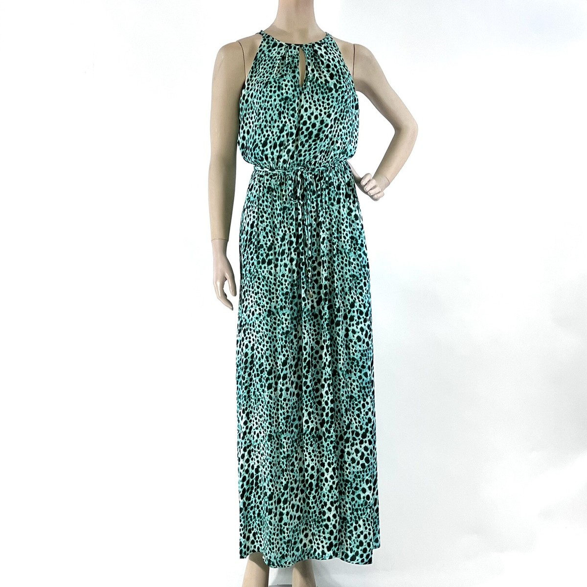 Jennifer Lopez Teal & Black Leopard Print Maxi Dress 8 | eBay