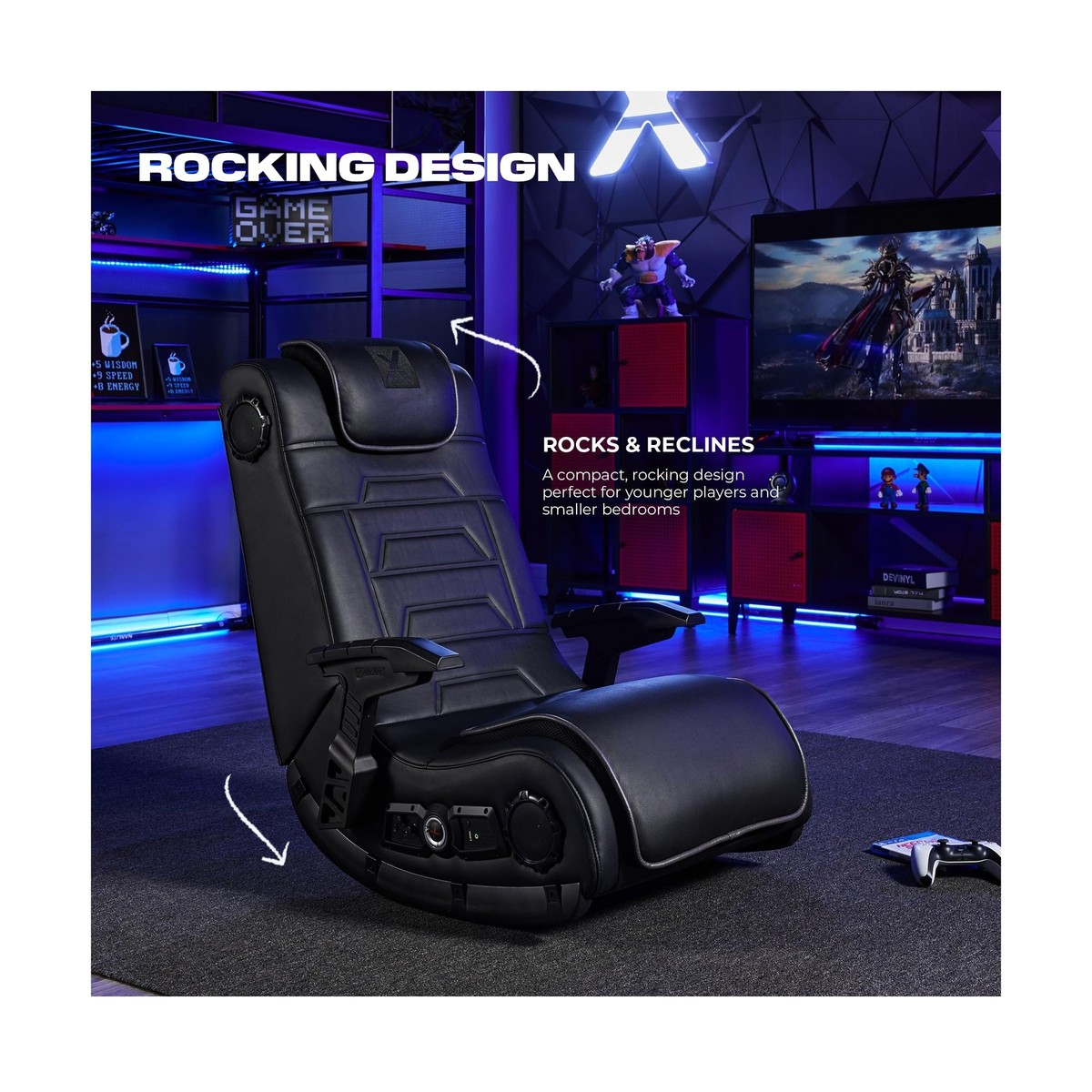 X Rocker Video Gaming Chair for Adults, XL Floor Rocker Chair with Built-in  A... 94338512595| eBay