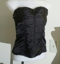 Charlotte Russe Black Zip Up Bustier With Sequin Detailing Size Med