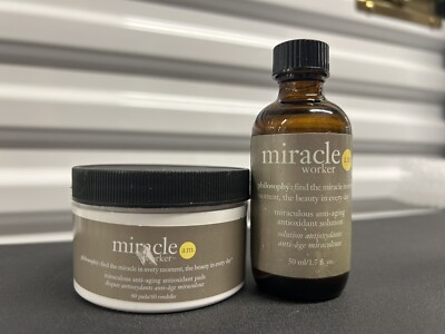 PHILOSOPHY MIRACLE WORKER AM SET RETINOID PADS 60 COUNT SOLUTION 2 OZ *B GRADE