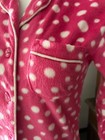 Kensie Womens XS Pajama Set pink white Dots Fuzzy Tie Waist Bottoms Button Top — photo 6