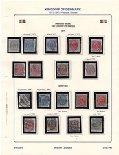 DENMARK 1875-1901 LOT OF 18 USED ONLY ONE MINT SC. 25||50 SEVERAL WITH INVERT