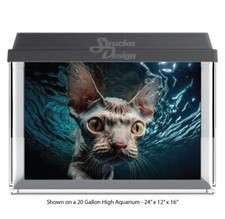 Hairless Grey Cat Swim Polyester Fish Tank Glass Backdrop Aquarium Background