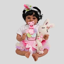 Black 20" Realistic Cloth Body Adorable Reborn Baby Dolls Toddler Lifelike Toy