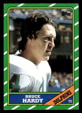 1986 Topps #51a Bruce Hardy Card Miami Dolphins