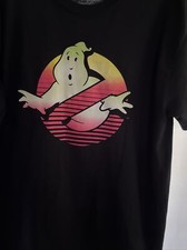 Ghostbusters Black T-shirt Size M No Ghost Logo Retro Neon Style Movie Cartoon