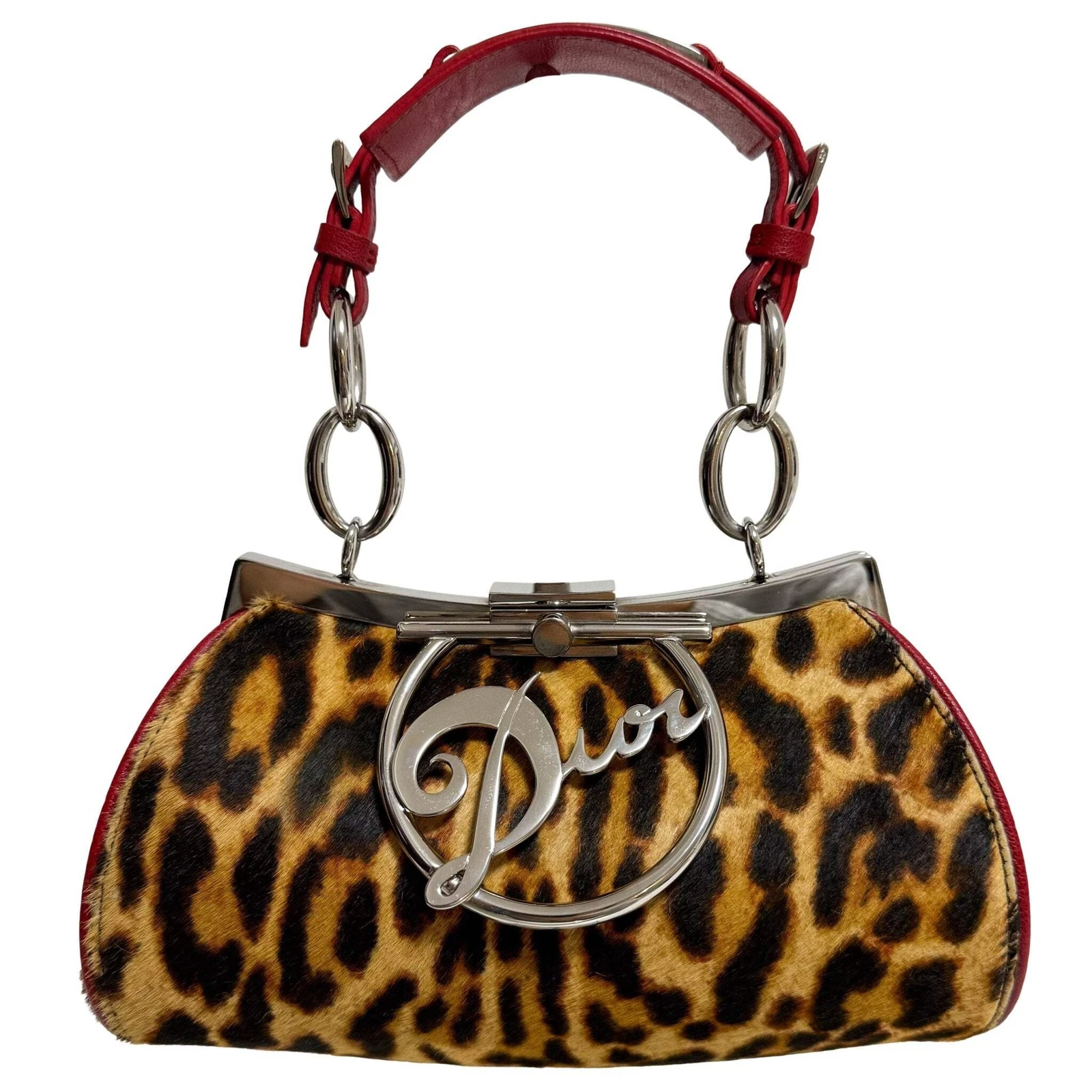 Petit sac à bandoulière diva cheveux de poney léopard DIOR