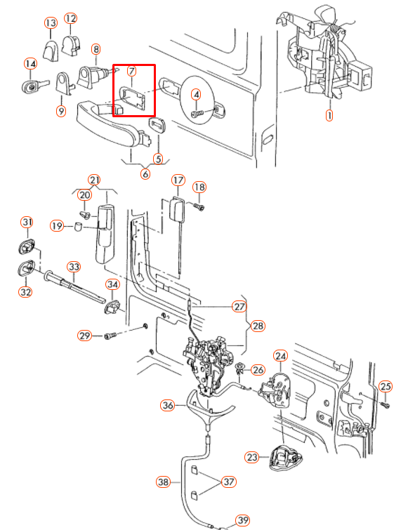 NEW GENUINE VOLKSWAGEN CADDY TRANSPORTER DOOR HANDLE UNDERLAY  