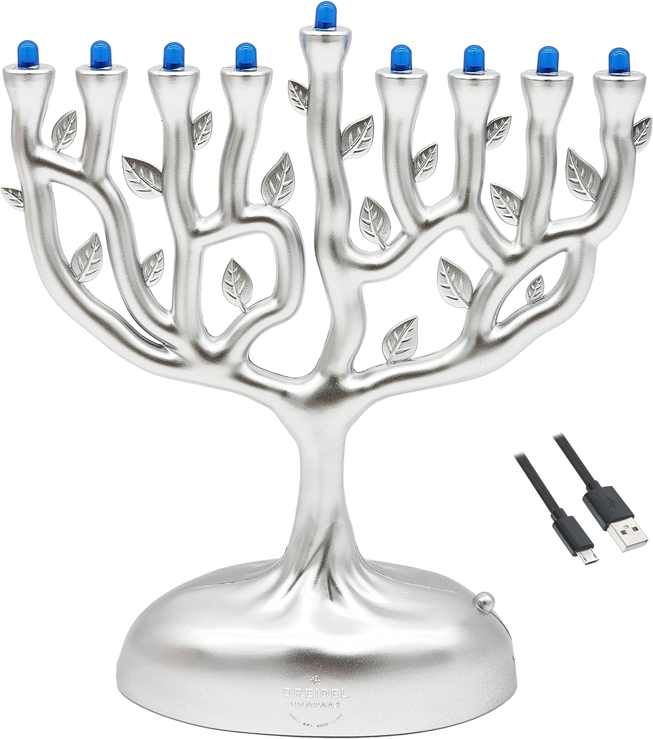 Mini Electric Menorah, Tree of Life Design Hanukkah Menorah, LED, Travel, Batter