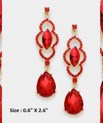 Long Crystal Rhinestone Prom Wedding Earrings Teardrop Bridal Cocktail Pierce