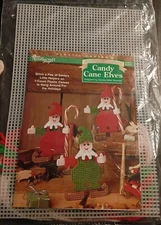 NEW The Needlecraft Shop Christmas Trimmings Candy Cane Elves Plastic Canvas Kit