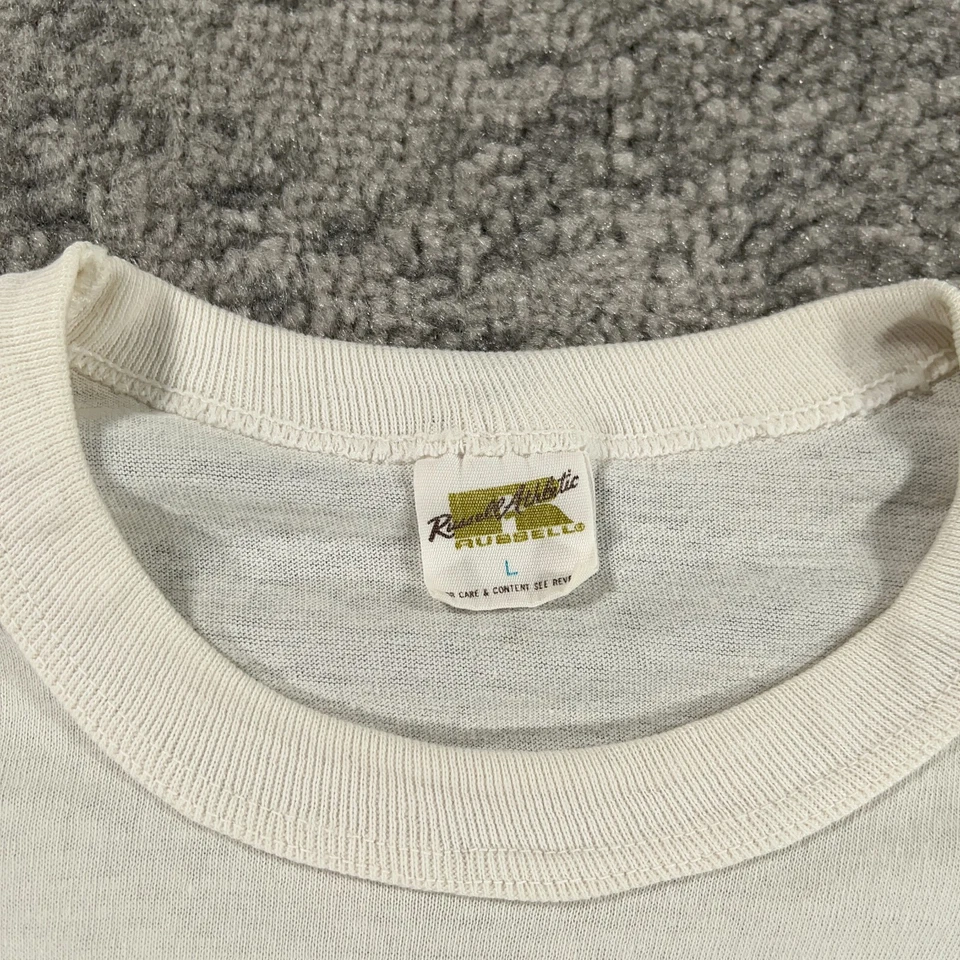 Camisa masculina vintage Florida State Seminoles grande branca Russell Athletic anos 70 EUA - Imagem 2 de 4