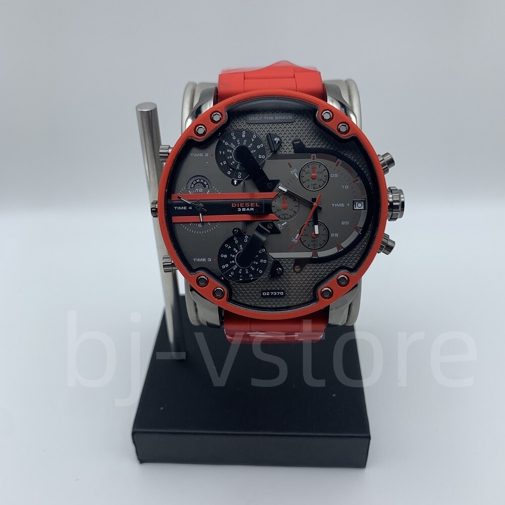 Diesel DZ7370 Mr Daddy Black Dial Red Stainless Steel Band Quartz