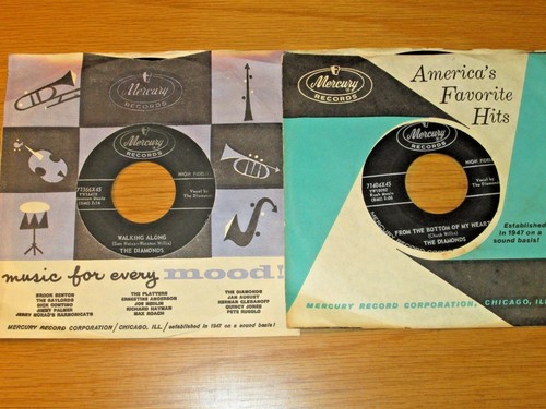 LOT of 4 DOO WOP GROUP 45 RPMs - THE DIAMONDS - MERCURY LABEL - Picture 3 of 4