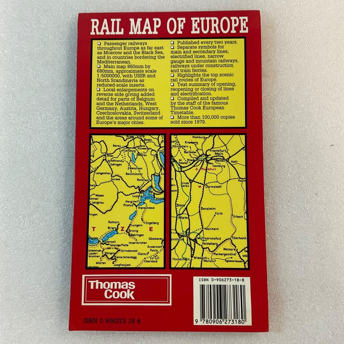 The Thomas Cook Rail Map Of Europe 1993 Folding Paper Map