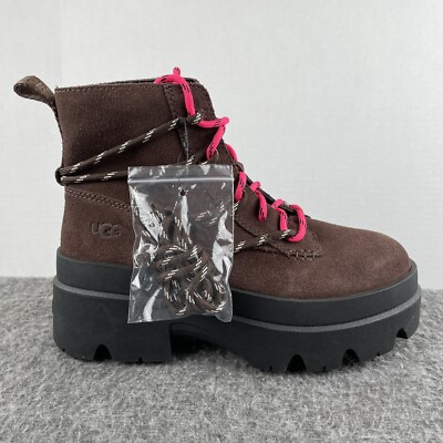 UGG Brisbane Lace Up Women's Suede Platform Boots Size Burnt Cedar NEW  - Main Image