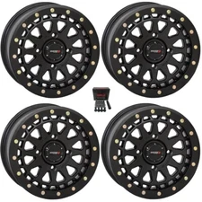 System 3 SB-6 Beadlock 15" Wheels Matte Black (4+3) Honda Pioneer 1000 / Talon
