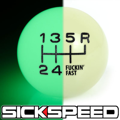 GLOW GREEN/BLACK FING FAST SHIFT KNOB FOR 6 SPEED SHORT THROW SHIFTER 10X1.5 S13