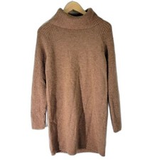 UNIQLO Womens Brown Wool Alpaca Sweater Dress Sz S Turtleneck Academia Cabincore